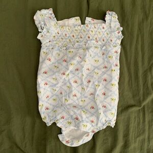 Janie and Jack Floral Romper - White and Blue